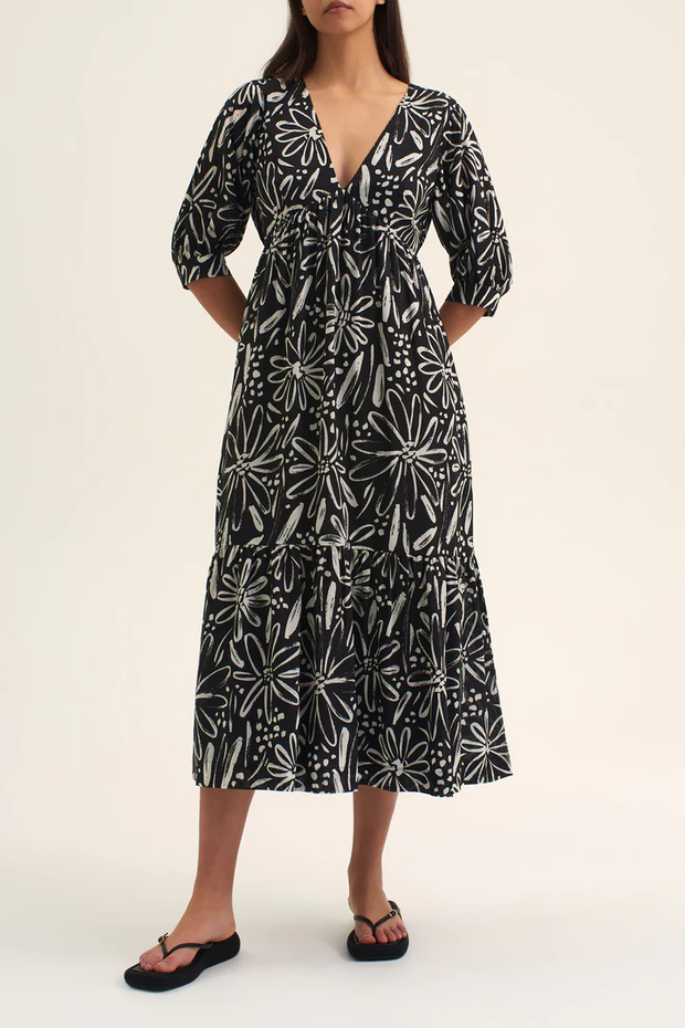Turner Dress Black Botanic - Lulu & Daw -  -  - Lulu & Daw - Australian Fashion Boutique