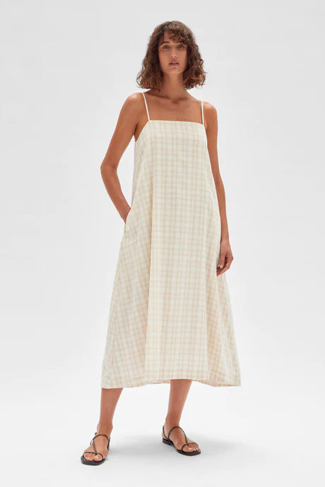 Tully Dress - Stone Check - Lulu & Daw - Assembly Label -  - Lulu & Daw - Australian Fashion Boutique