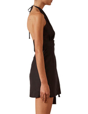 Morgan Linen Crossover Wrap Mini Dress - Lulu & Daw - Shona Joy - dress, dresses, mini - Lulu & Daw - Australian Fashion Boutique
