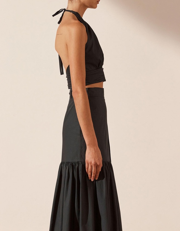 Andrea Cross Over Halter crop Top - Black - Lulu & Daw - Shona Joy - shona joy - Lulu & Daw - Australian Fashion Boutique