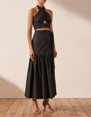 Andrea Cross Over Halter crop Top - Black - Lulu & Daw -  - shona joy - Lulu & Daw - Australian Fashion Boutique