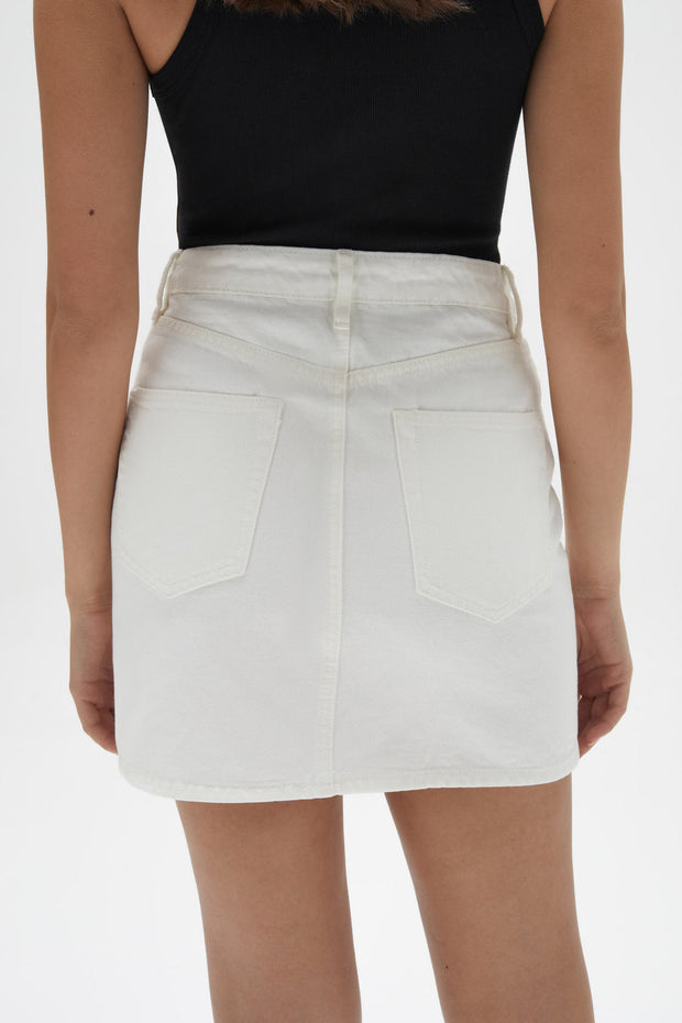 Denim Mini Skirt - Vintage White - Lulu & Daw - Assembly Label - skirt, skirts - Lulu & Daw - Australian Fashion Boutique