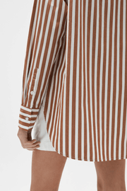 Everyday Poplin Shirt - Burnt Ochre Stripe - Lulu & Daw - Assembly Label - top, tops - Lulu & Daw - Australian Fashion Boutique