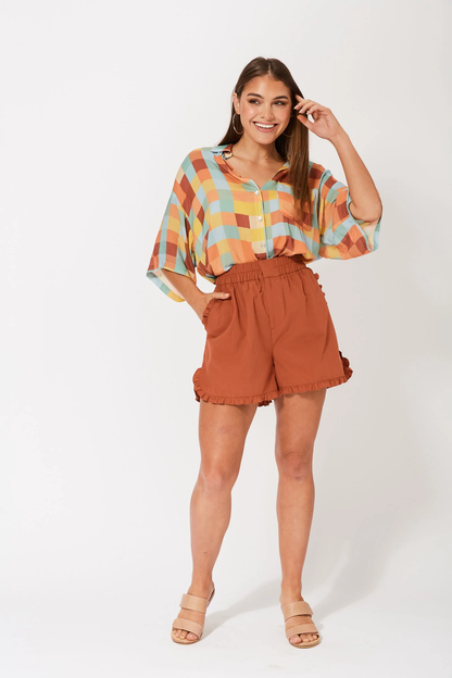 Salvador Frill Short - Rust - Lulu & Daw - Haven - haven - Lulu & Daw - Australian Fashion Boutique