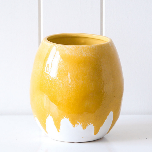 Dripping Mustard Egg Planter - HG195 - Lulu & Daw - Rayell - home, rayell - Lulu & Daw - Australian Fashion Boutique