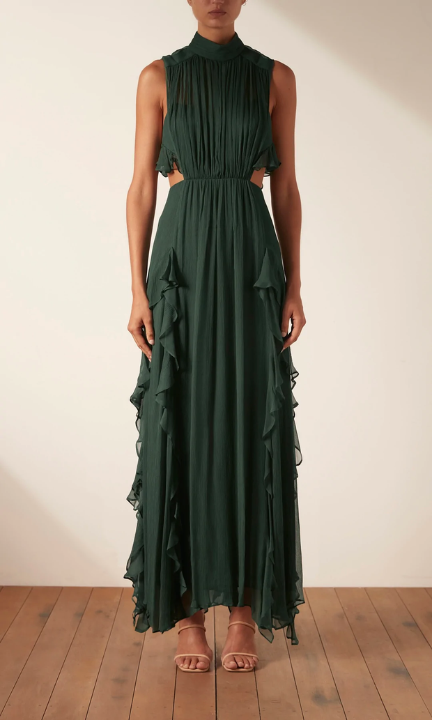 Leonie Backless Frill Maxi Dress - Rosemary - Lulu & Daw -  - dresses, Sale, shona joy - Lulu & Daw - Australian Fashion Boutique