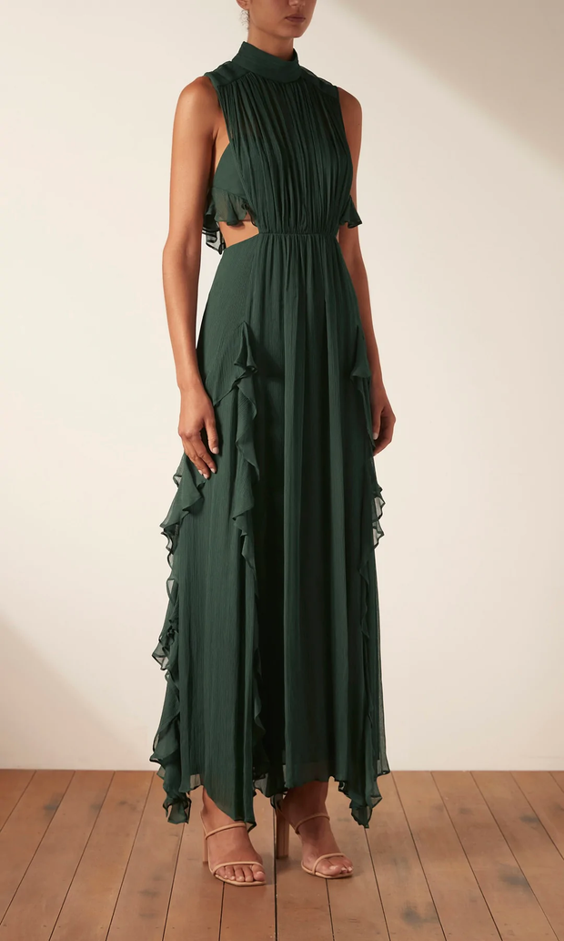 Leonie Backless Frill Maxi Dress - Rosemary - Lulu & Daw -  - dresses, Sale, shona joy - Lulu & Daw - Australian Fashion Boutique